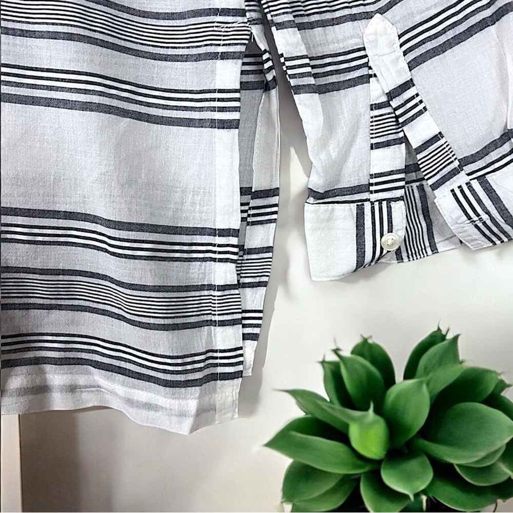 Old Navy Stripe Button Down V Neck Shirt Tunic Top - Picture 10 of 16